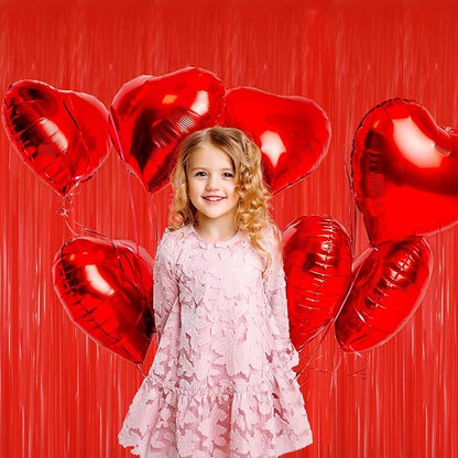 GOER 3.2 ft x 8.2 ft Metallic Tinsel Foil Fringe Curtains Party Photo Backdrop Party Streamers for Birthday,Graduation,New Year Eve Decorations Wedding Decor(4 Packs,Candy Red)