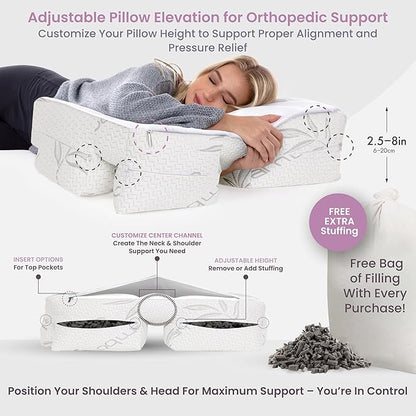 Wife Pillow the Side Sleeper Pillow with Arm Hole for Shoulder Pain - Arm Tunnel Pillow for Side Sleepers, Shoulder Relief & Neck Support Comfort Sleep Pillow for Adults - Charcoal Shredded MemoryFoam