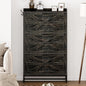 Vibe & Dine Farmhouse Shoe Storage Cabinet - Freestanding Narrow Shoe Rack with Metal Legs, Dark Rustic Oak