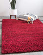 Unique Loom Solid Shag Collection Area Rug (8' x 10' Rectangle, Cherry Red)