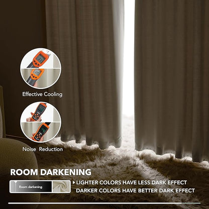 Deconovo Blackout Curtains, Thermal Insulated, W52 x L54 2 Panels, Back Tab, Machine Washable, Room-Darkening Drapes for Bedroom/Living Room Light Beige