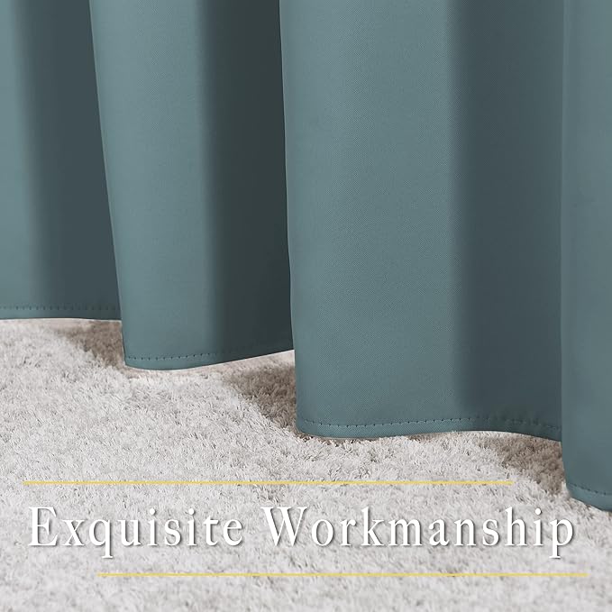 NICETOWN Room Darkening 118 inch Long Curtains, Grommet Thermal Drapes Weighted Room Divider Wide Window Treatments for Living Room, W66 x L118, Greyish Blue, 2 Panels