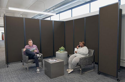 Versare Room Divider 360 Portable Wall Partition | Folding Panels | Large Freestanding Divider | Locking Wheels | Temporary Room Separator | 25' x 7'6'', Mocha