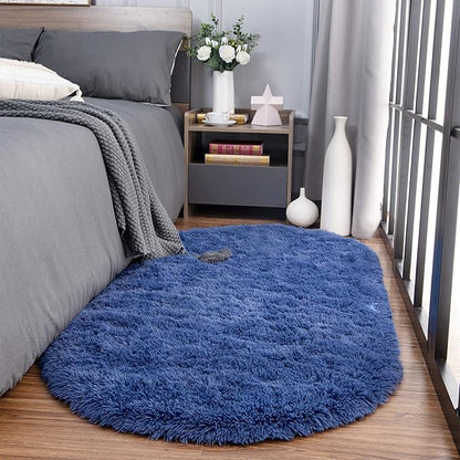 Noahas Ultra Soft Fluffy Bedroom Rugs Kids Room Carpet Modern Shaggy Area Rugs Home Decor 2.6' X 5.3', Light Navy