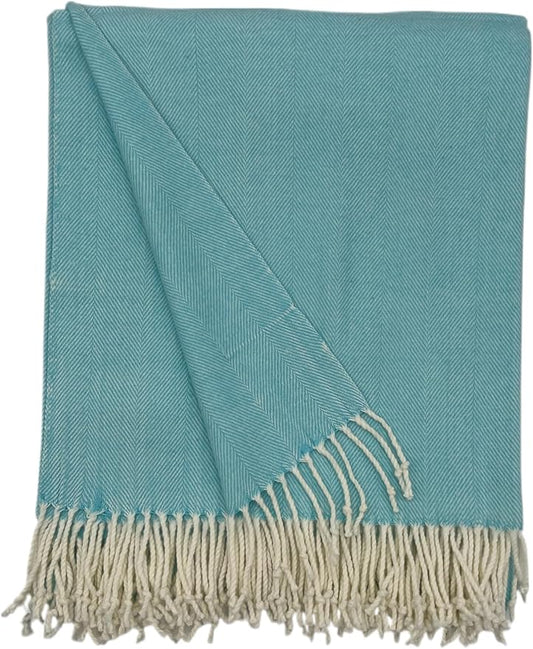 Alashan Cotton Acrylic Adirondack Herringbone Woven Throw (Santorini)
