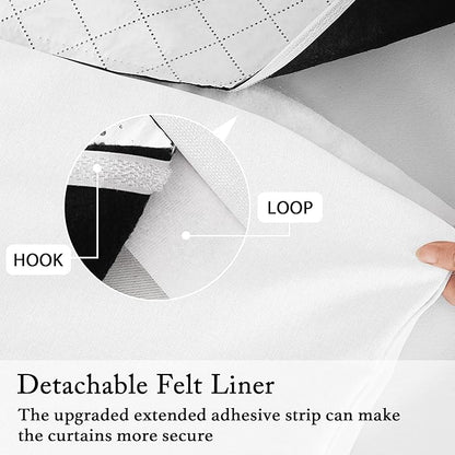 RYB HOME 4 in 1 Set Dust Filter - Soundproof - Blackout - Insulating, Energy Efficiency Linen Curtains for Kids Bedroom Living Room Divider Apartment Hotel Office Theatre, White, W 52 x L 108, 2 Pcs