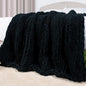 Carriediosa Chunky Knit Throw Blanket 60" X 80" Twin, 100% Hand Made Large Chenille Loop Yarn Soft Fluffy Throws for Couch Sofa Bed, Big Crochet Cozy Heavy Thick Cable Woven Blankets, Black