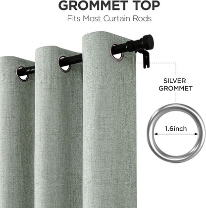 Joydeco Sage Green Blackout Curtains 84 Inches Long, Curtains 84 Inch Length 1 Panel for Bedroom, Thermal Insulated Linen Black Out Curtains with Grommets(100x84, Sage Green)