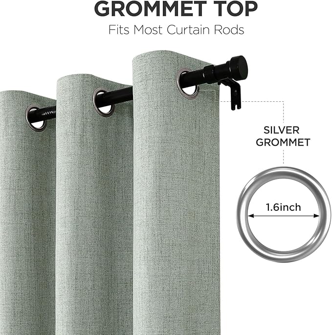 Joydeco Blackout Curtains 120 Inches Long 2 Panels Burg, Room Darkening Curtains for Bedroom, 100% Black Out Textured Thermal Drapes Privacy Protection 2 Panels Set(W52 x L120 Inch, Sage Green)