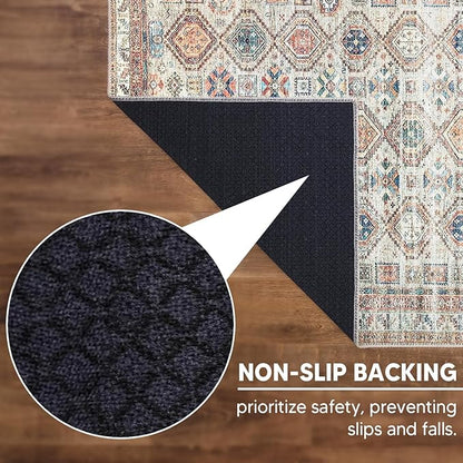 Keen Home Design 10x14 Rug - Machine Washable Area Rug with Non-Slip Backing, Ideal for Living Room, Dining Room, Bedroom - Vintage, Easy Clean, Durable, Low Pile Rug - (9'7" x 14')