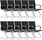 Wahson Office Guest Chairs Set of 10, Leather Reception Chairs, Mid Back Waiting Room Chair, Conference Chairs with Sled Base, Desk Chair No Wheels for Meeting/Lobby/Restroom, Black