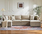 ABCASA 134.6" Oversized Modular Sectional Sofa, 6 Seater U Shaped Couch with Storage Ottoman with Reversible Chaise Deep Seat for Living Room, Apartment - Chenille Beige