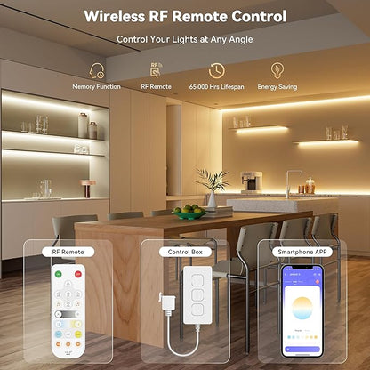 PAUTIX CCT COB LED Strip Light White Tunable 3200LEDs,CRI90+ 16.4ft/5m Dimmable 2700K-6500K 24V LED Tape Lights Kit,Work with Alexa/Google Assistant,for Under Cabinet Bedroom Kitchen DIY Lighting