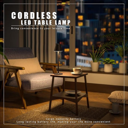 2 Pack LED CordlessTable Lamp,4000mAh Rechargeable Battery Desk lamp,3 Level Brightness Portable Night Light, Minimalist Design, for Couple Dinner/Coffee Table/Restaurant/Bedroom(2Pack Khaki)