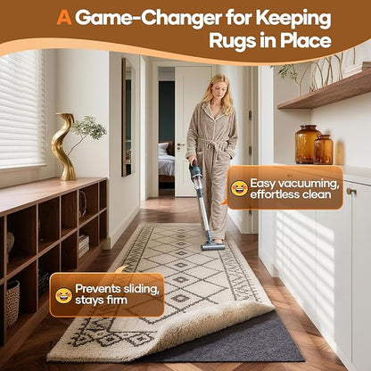 Veken Non Slip Cushioned Runner Rug Pad Gripper 2 x 12 Ft, Felt and Silicone Backing, 1/8 inch Thick Carpet Liner for Hardwood Floors and Finishes, Under Area Rugs Anti Skid Mat, Keep Rugs in Place
