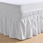 MIYE Striped Tufted Bed Skirt - Wrap Around Dust Ruffle with Elastic Belts - 12.5 Inch Drop Easy to Put On - Bedskirt Machine Washable ＆ Wrinkle Resistant(Striped/White, King/Queen-12.5" Drop)