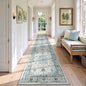 Area Rugs 2'6''x14' Washable Non-Slip, Floral Vintage Distress Print Pattern Medallion Carpet for Living Room Bedroom Dining Room, Light Blue Navy Beige Gray White
