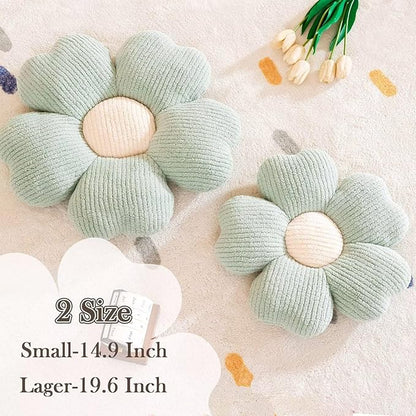 Kcvvcr Flower Throw Pillow, Cute Flower Shaped Pillow Decorative Throw Pillow for Bed Couch, Soft Daisy Pillows Floor Seating Cushion Cushions (14.9 Inch Sage Green)
