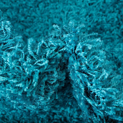 Unique Loom Solid Shag Collection Area Rug (8' x 10' Oval, Turquoise)