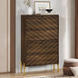 Smuxee Walnut Shoe Cabinet with 2 Flip Drawers, 23.6" Hidden Shoe Storage Cabinet with Golden Metal Feet, Freestanding Shoe Organizer Cabinet for Entryway, Hallway, Living Room