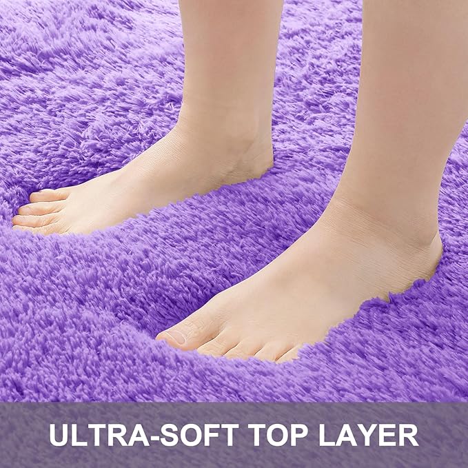 OLANLY 2x5 Machine Washable Runner Rugs for Hallway, Soft Fluffy Shaggy Bedside Rugs for Bedroom, Living Room, Indoor Floor Carpet for Kids Girls and Boys, Nursery Rooms, Home Decor Aesthetic, Purple