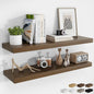 RICHFOCUS 40Inch Floating Shelves for Wall 2 Pack Shelves for Bedroom|Kitchen|Bathroom Wall Mounted Rustic Wood Floating Shelf with Invisible Brackets for Books|Storage|Decor, Walnut