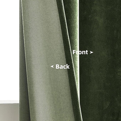 Joydeco Customized Velvet Curtains for Bedroom & Living Room, Heavy Duty Luxury Thermal Insulated Olive Green Velvet Curtains Rod Pocket 1 Panel, Custom Size