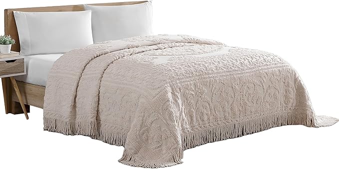 Beatrice Home Fashions Medallion Chenille Bedspread, King, Blush