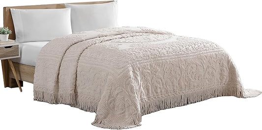Beatrice Home Fashions Medallion Chenille Bedspread, Twin, Blush