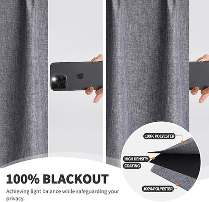 WdFour 42x36 Inch Pinch Pleated Blackout Cafe Curtains - Pack of 2, 100% Light Blocking Back Tab Drapes for Half Windows, Kitchen & Bathroom Short Curtains in Dark Gray