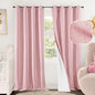 Baby Pink Linen Blackout Curtains for Nursery 84 Inch Length 2 Panels Set, Thermal Insulated Boho Total Black Out Noise Reducing Bonzer Grommets Window Curtains for Girls Bedroom, Each 60 Inch Wide