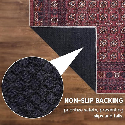 Keen Home Design 2x7 Rug - Machine Washable Runner Rug with Non-Slip Backing, Ideal for Hallway, Entryway, Kitchen, Laundry Room - Vintage, Easy Clean, Durable, Low Pile Rug - (2'6" x 7')
