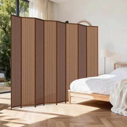 8 Panel Room Divider and Extra Wide Folding Privacy Screen, 126" W x 67" H, Bamboo Room Divider for Room Separation