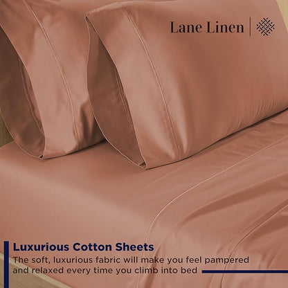 LANE LINEN California King Sheet Sets - 600 Thread Count Cal King Sheet Set - 100% Cotton Sheets Cal King - Ultra Soft Cal King Sheets Set - Sateen Weave California King Bed Sheet Set - Rose Dawn