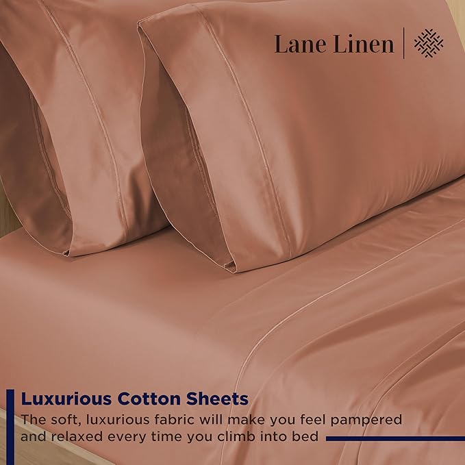 LANE LINEN Split King Sheet Sets for Adjustable Beds - 5 PCs, 600 Thread Count Split King Sheets Set - Sateen King Split Sheets for Adjustable Bed - Split Top King Sheets Set for Bed - Rose Dawn