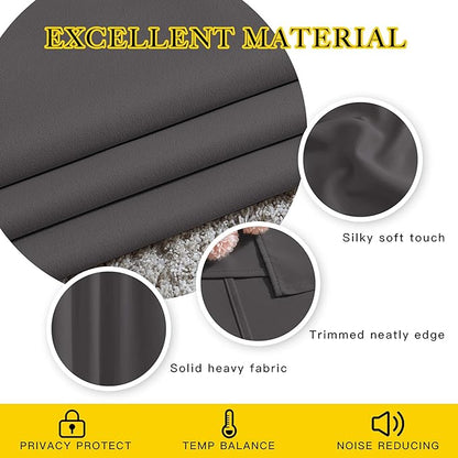 NICETOWN Bedroom Blackout Curtains Panels - Triple Weave Energy Saving Thermal Insulated Solid Grommet Blackout Draperies for Patio (80 inches by 108 Inch, Grey, Set of 2)