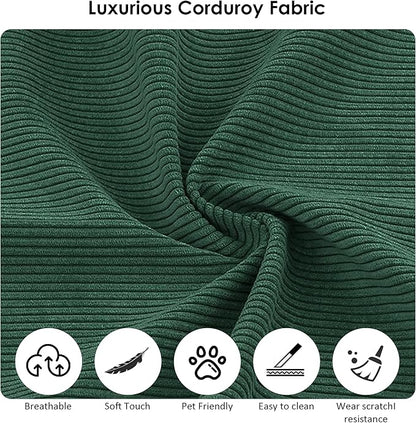 80" Convertible Sofa Bed, 3-in-1 Corduroy Folding Pull Out Couch with Pillows, No Assembly Modern Boneless Couch Compression Sofa in Box, Floor Sofa with Side Storage Pocket for Living Room,Dark Green