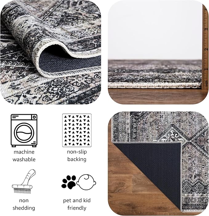 Keen Home Design 2x3 Rug - Machine Washable Entry Rug with Non-Slip Backing, Ideal for Enteryway, Kitchen, Bathroom, Laundry Room - Vintage, Easy Clean, Durable, Low Pile Rug - (2' x 3')