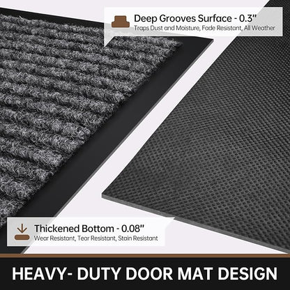 Front Door Mat, 72" x 24" Heavy Duty Indoor Outdoor Doormat, Non-Slip Welcome Mats for Entryway, Rubber Backing Low Profile Commercial Door Mats