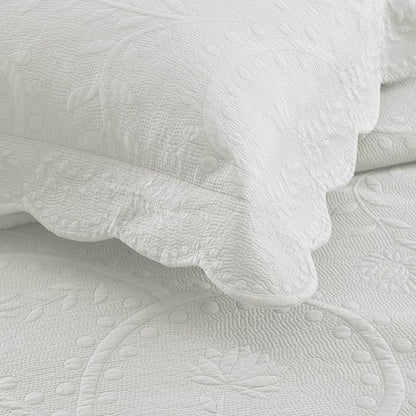 MarCielo 3-Piece 100% Cotton Oversized Bedspread Lightweight Quilt Coverlet Embroidery Farmhouse Bedding Set (TX Bright White, Oversized King (118"x106"))