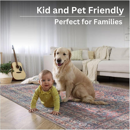Bloom Rugs Washable Non-Slip 9' x 12' Rug - Multicolor Traditional Medallion Area Rug for Living Room, Bedroom, Dining Room, and Kitchen - Exact Size: 9' x 12'