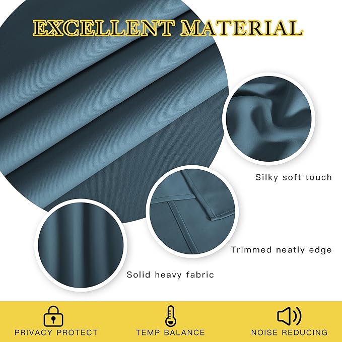 NICETOWN Blackout Patio Curtains 100 x 95 Inches Long for Sliding Door Extral Wide Blackout Curtain Panels Thermal Insulated Room Divider - Grommet Top, 100" W x 95" L, 1 Panel, Smoky Blue