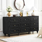 9 Drawer Fluted Dresser for Bedroom, Mid Century Modern Chest of Drawers, Wood Storage Small Dresser Organizer for Bedroom Living Room Hallway Closet, Black