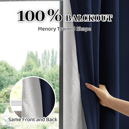 Soundproof 100% Blackout Curtains 80 inches, 3 Layers Thermal Insulated Back Tab Drapes for Door Window Nursery Divider Living Room, with Pin Hooks Navy Blue 50x80 Inch 1 Panel