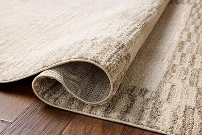 Loloi Chris Loves Julia Calvin Collection CLV-04 Ivory/Pebble 2'-7" x 10'-0" Runner Rug Checkered Neutral Soft Living Room Bedroom Carpet