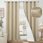 Linen Blackout Curtains for Living Room Narrow Window, Thermal Insulated Complete Light Blocking Soundproof Small Curtains for Bedroom, Each 38 Inch Wide 80 Inch Length 2 Panels, Burlap