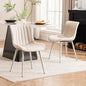 YOUNUOKE Mid-Century Modern Dining Chairs Set of 2, Cream PU Leather Upholstered Kitchen Chairs with Cream Metal Legs, Armless Accent Chair for Dining Room, Guest Reception Room