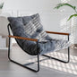 MAXYOYO Modern Accent Chair, Comfy Living Room Chair with Metal Frame Wooden Armrest, Upholstered Armchair with Soft Cushion for Bedroom Balcony Lounge Reading Room, Dark Grey