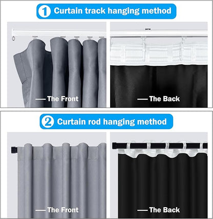 Room Divider Curtains Total Blackout Privacy Curtain Panel Room Thermal Insulated Noise Reduction Curtains for Bedroom Window Living Room Ceiling Track Curtain W 15 ft × H 7 ft Grey