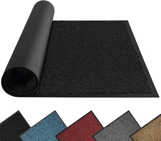 Mibao Dirt Trapper Door Mat for Indoor Outdoor, Waterproof All-Season, All-Weather Doormat, Heavy Duty Non-Slip Entrance Rug, Low Profile Absorbent Entrance Mat Carpet, 72" x 48", Black